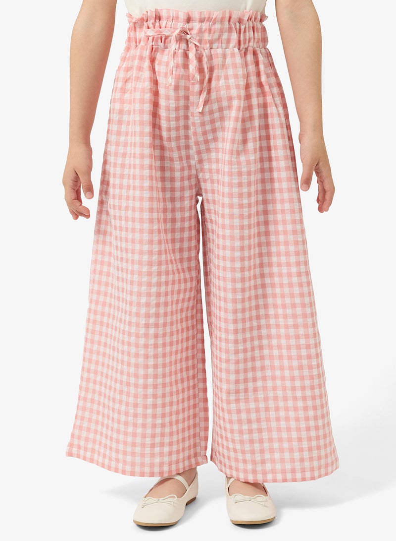 Pinata Pink Gingham Wide Leg Trousers - Image 1